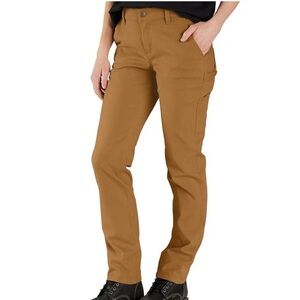 NWT Carhartt Women’s Relaxed Fit Rugged Flex Canvas Utility Work Pants Brown 22T